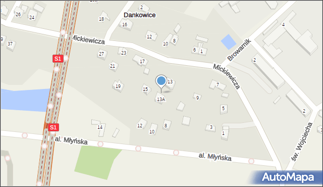 Dankowice, Mickiewicza Adama, 13A, mapa Dankowice