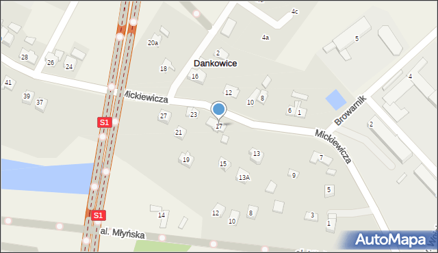 Dankowice, Mickiewicza Adama, 17, mapa Dankowice