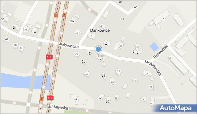 Dankowice, Mickiewicza Adama, 17a, mapa Dankowice