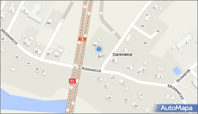 Dankowice, Mickiewicza Adama, 18, mapa Dankowice