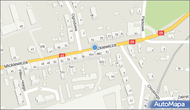 Dębno, Mickiewicza Adama, 60B, mapa Dębno