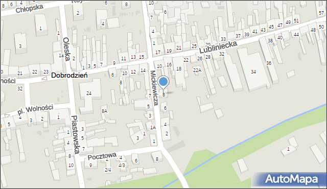 Dobrodzień, Mickiewicza Adama, 8, mapa Dobrodzień