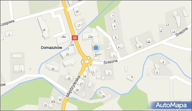 Domaszków, Międzyleska, 23, mapa Domaszków