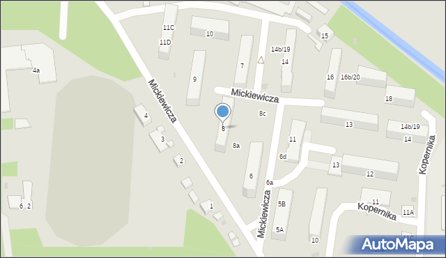 Drezdenko, Mickiewicza Adama, 8, mapa Drezdenko