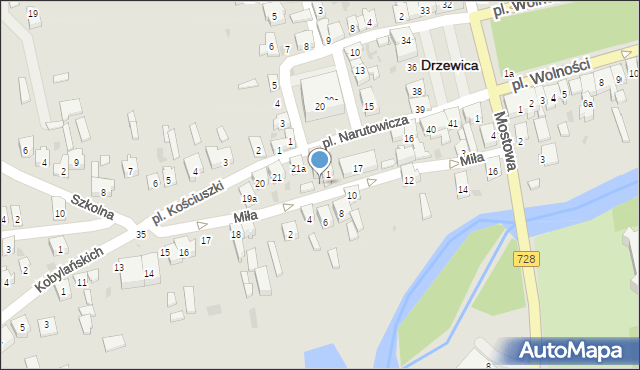 Drzewica, Miła, 19, mapa Drzewica