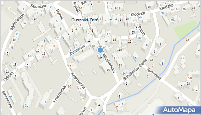 Duszniki-Zdrój, Mickiewicza Adama, 8a, mapa Duszniki-Zdrój