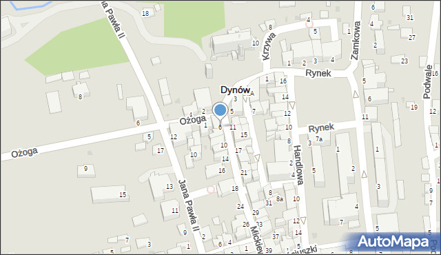 Dynów, Mickiewicza Adama, 6, mapa Dynów