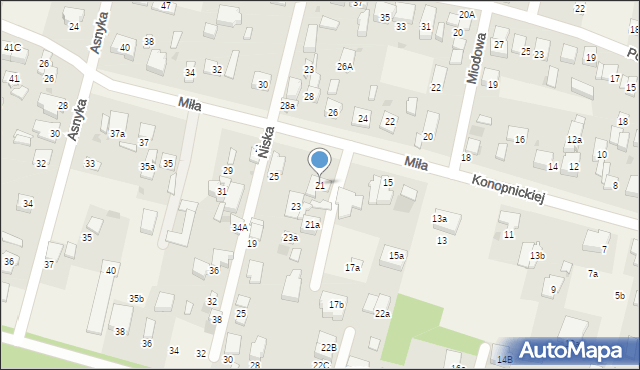 Dziekanów Leśny, Miła, 21, mapa Dziekanów Leśny