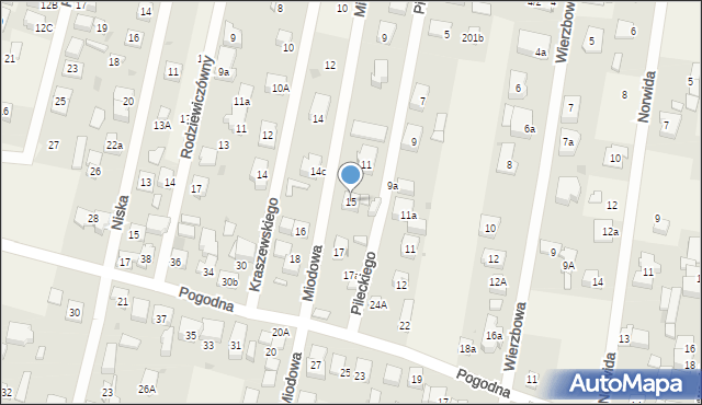 Dziekanów Leśny, Miodowa, 15, mapa Dziekanów Leśny