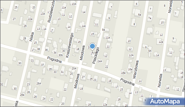 Dziekanów Leśny, Miodowa, 17a, mapa Dziekanów Leśny