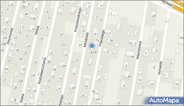 Dziekanów Leśny, Miodowa, 9A, mapa Dziekanów Leśny