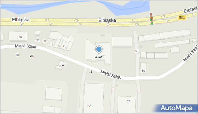 Gdańsk, Miałki Szlak, 43/45, mapa Gdańska
