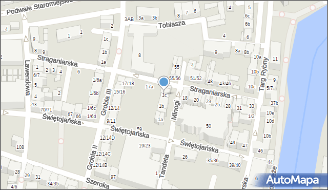 Gdańsk, Minogi, 1c, mapa Gdańska