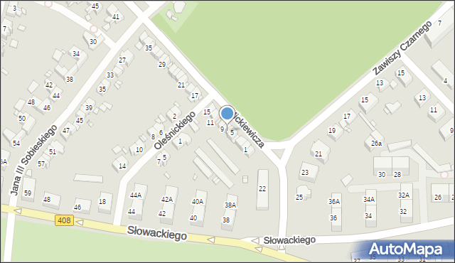 Gliwice, Mickiewicza Adama, 7, mapa Gliwic