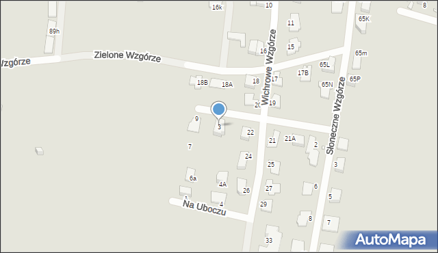 Gliwice, Między Wzgórzami, 3, mapa Gliwic