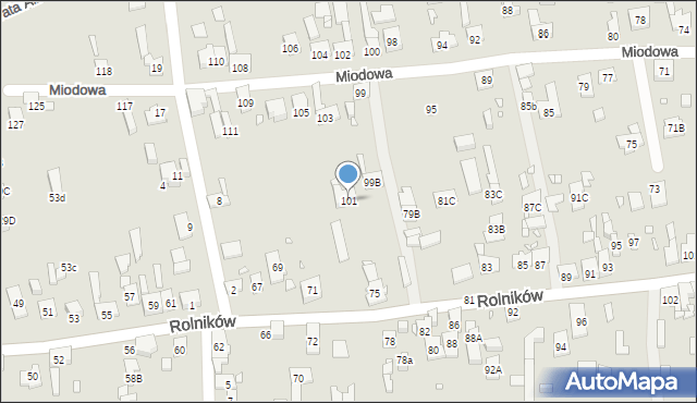 Gliwice, Miodowa, 101, mapa Gliwic