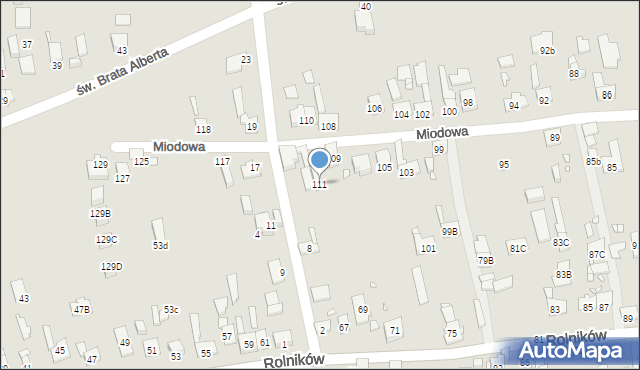 Gliwice, Miodowa, 111, mapa Gliwic