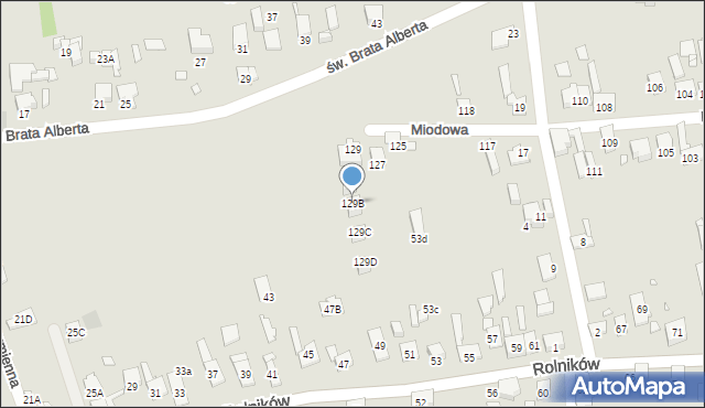 Gliwice, Miodowa, 129B, mapa Gliwic