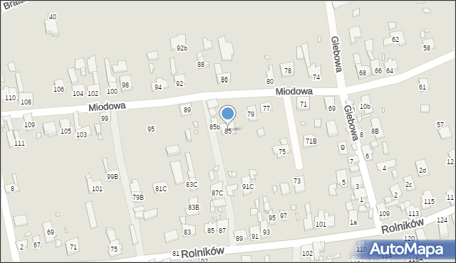 Gliwice, Miodowa, 85, mapa Gliwic