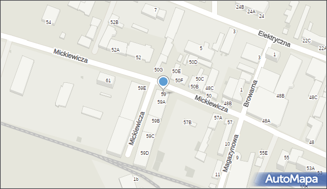 Głogów, Mickiewicza Adama, 59, mapa Głogów