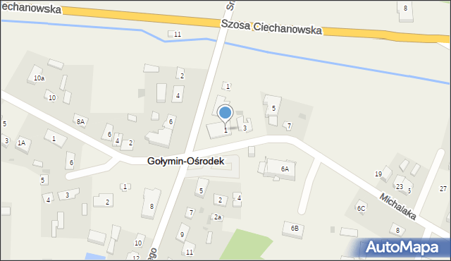 Gołymin-Ośrodek, Michalaka, ks., 1, mapa Gołymin-Ośrodek