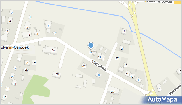 Gołymin-Ośrodek, Michalaka, ks., 19, mapa Gołymin-Ośrodek