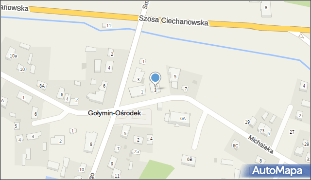 Gołymin-Ośrodek, Michalaka, ks., 3, mapa Gołymin-Ośrodek