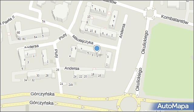 Gorzów Wielkopolski, Mikołajczyka Stanisława, 1, mapa Gorzów Wielkopolski