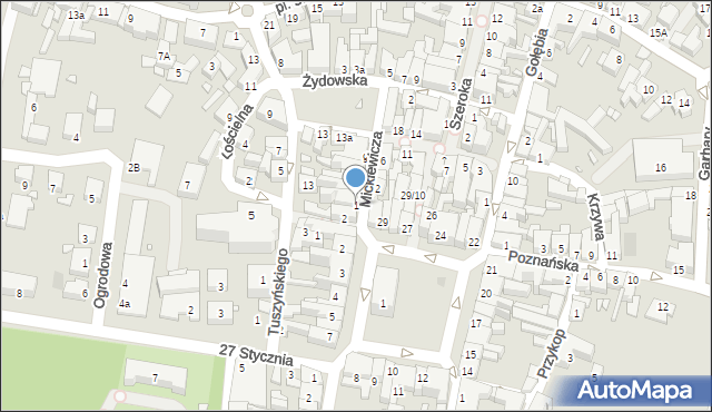Grodzisk Wielkopolski, Mickiewicza Adama, 1, mapa Grodzisk Wielkopolski