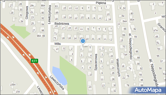 Grójec, Miła, 7, mapa Grójec