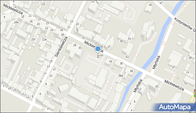 Grudziądz, Mickiewicza Adama, 32, mapa Grudziądza