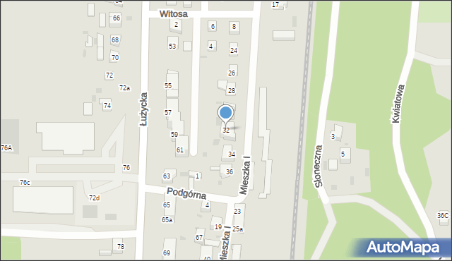 Gryfino, Mieszka I, 32, mapa Gryfino