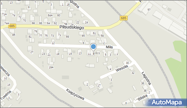 Hajnówka, Miła, 9, mapa Hajnówka