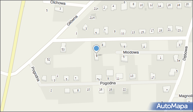 Jaczów, Miodowa, 9, mapa Jaczów