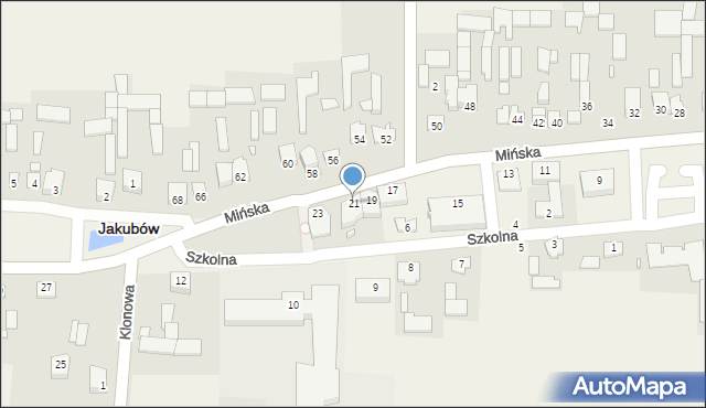 Jakubów, Mińska, 21, mapa Jakubów