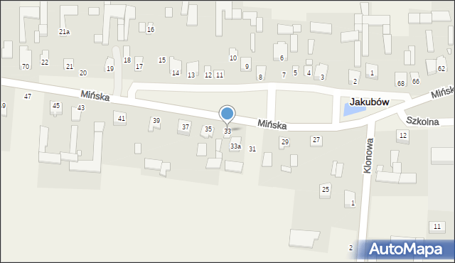 Jakubów, Mińska, 33, mapa Jakubów