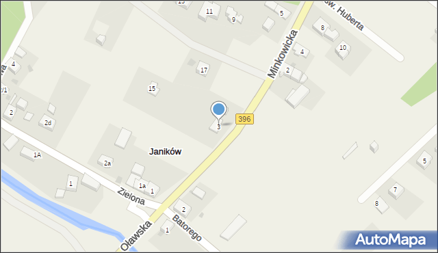 Janików, Minkowicka, 3, mapa Janików