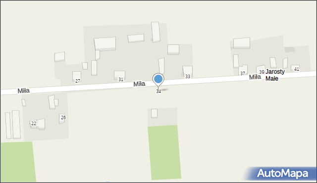 Jarosty, Miła, 34, mapa Jarosty