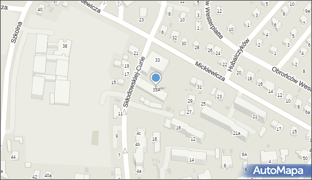 Jasło, Mickiewicza Adama, 33A, mapa Jasła