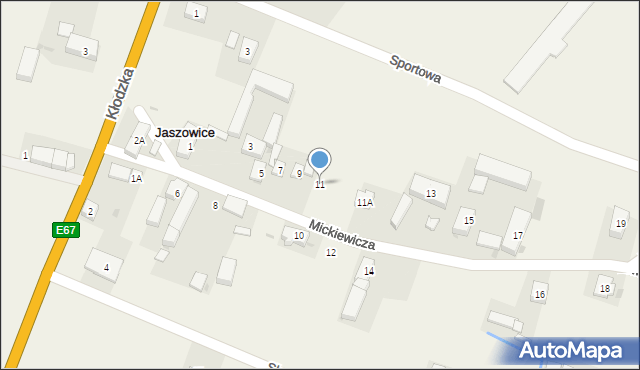 Jaszowice, Mickiewicza Adama, 11, mapa Jaszowice