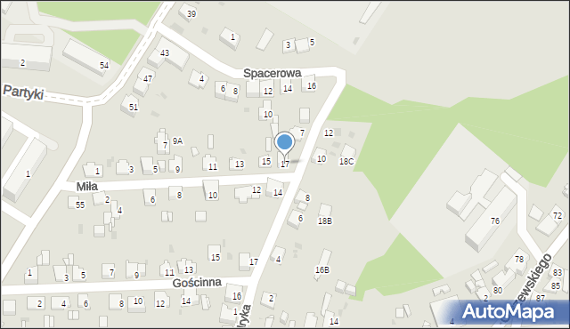 Jaworzno, Miła, 17, mapa Jaworzno