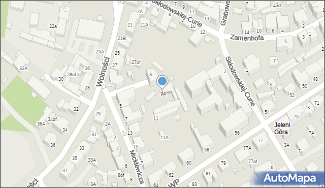 Jelenia Góra, Mickiewicza Adama, 9A, mapa Jelenia Góra