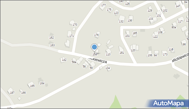 Jordanów, Mickiewicza Adama, 104, mapa Jordanów