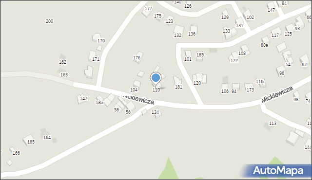 Jordanów, Mickiewicza Adama, 110, mapa Jordanów