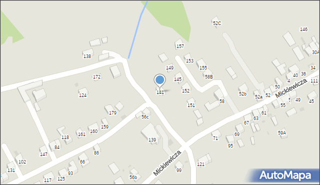Jordanów, Mickiewicza Adama, 141, mapa Jordanów