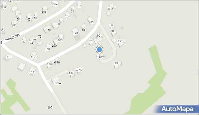 Jordanów, Mickiewicza Adama, 148, mapa Jordanów