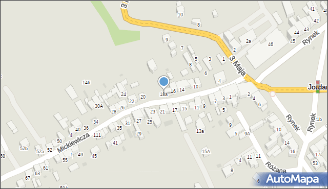 Jordanów, Mickiewicza Adama, 18a, mapa Jordanów