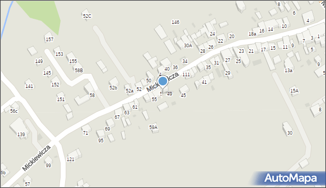 Jordanów, Mickiewicza Adama, 51, mapa Jordanów