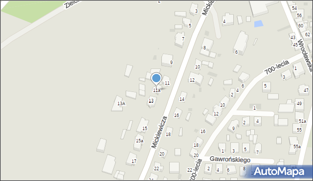Jutrosin, Mickiewicza Adama, 11a, mapa Jutrosin