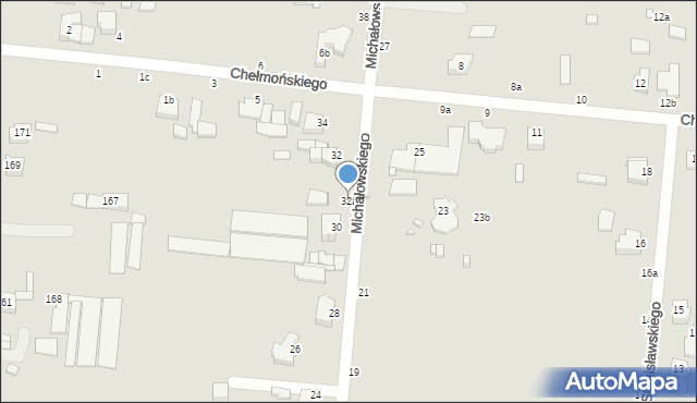 Kalisz, Michałowskiego Piotra, 32a, mapa Kalisza